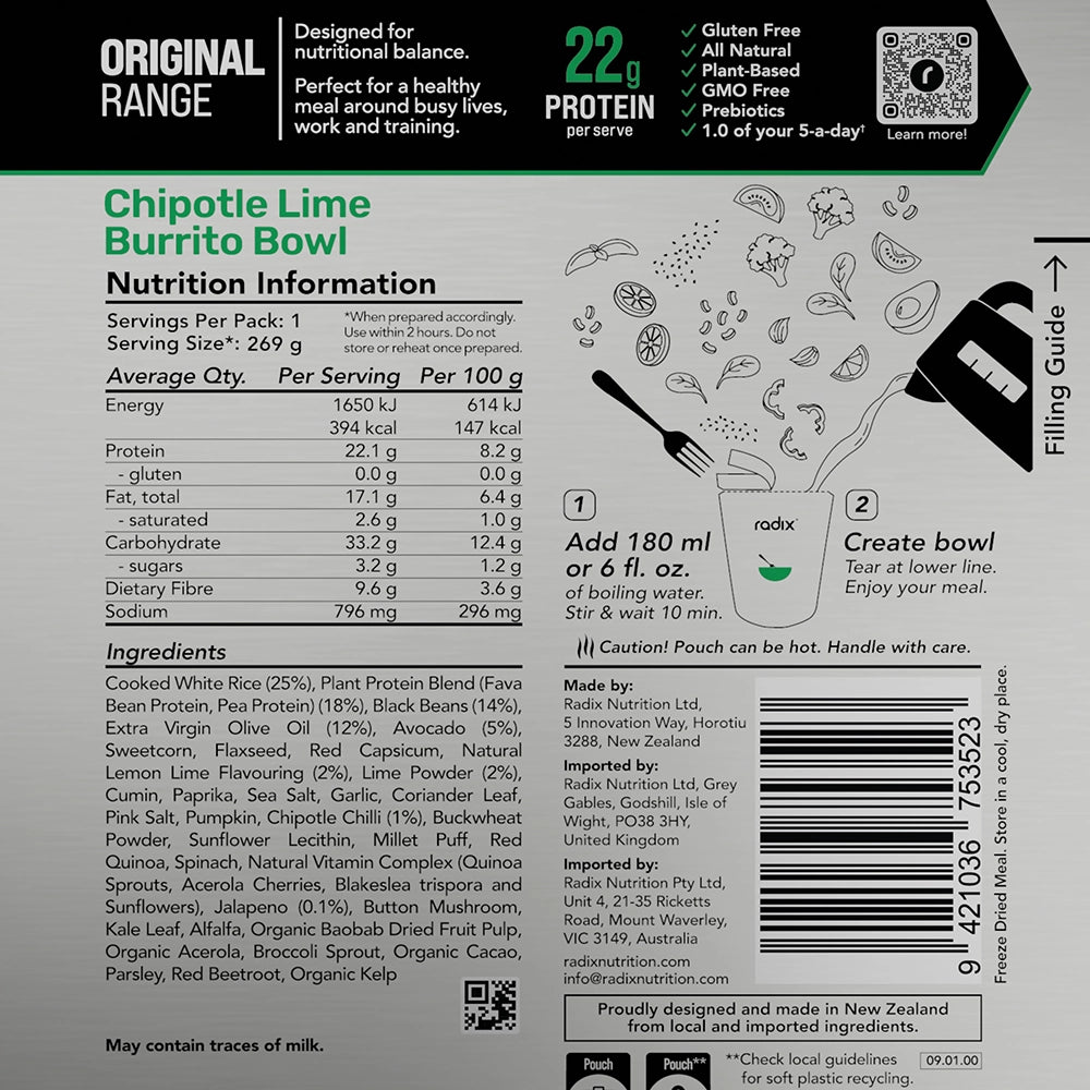 Original Meal - Chipotle Lime Burrito Bowl / 400 kcal (8 Pack)